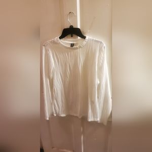 SHEIN 1X pattern white long sleeve shirt